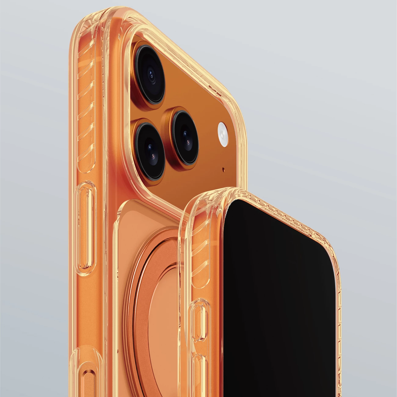 Mbështjellës celular AmazingThing Titan Pro Spin, drop-proof, për iPhone 17 Pro Max, 3 lens, MagSafe, Titan Orange