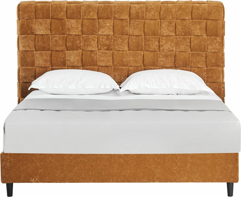 Krevat Balzak për dyshek 160x200cm, kadife ngjyrë deveje, 222x186x130