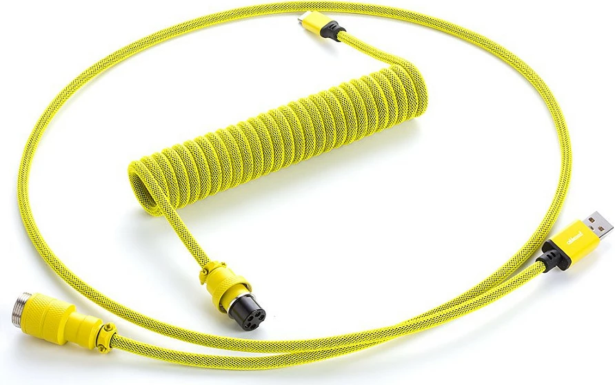 Kabllo tastiere CableMod PRO Coiled, USB-C në USB-A, 150cm, Dominator Yellow