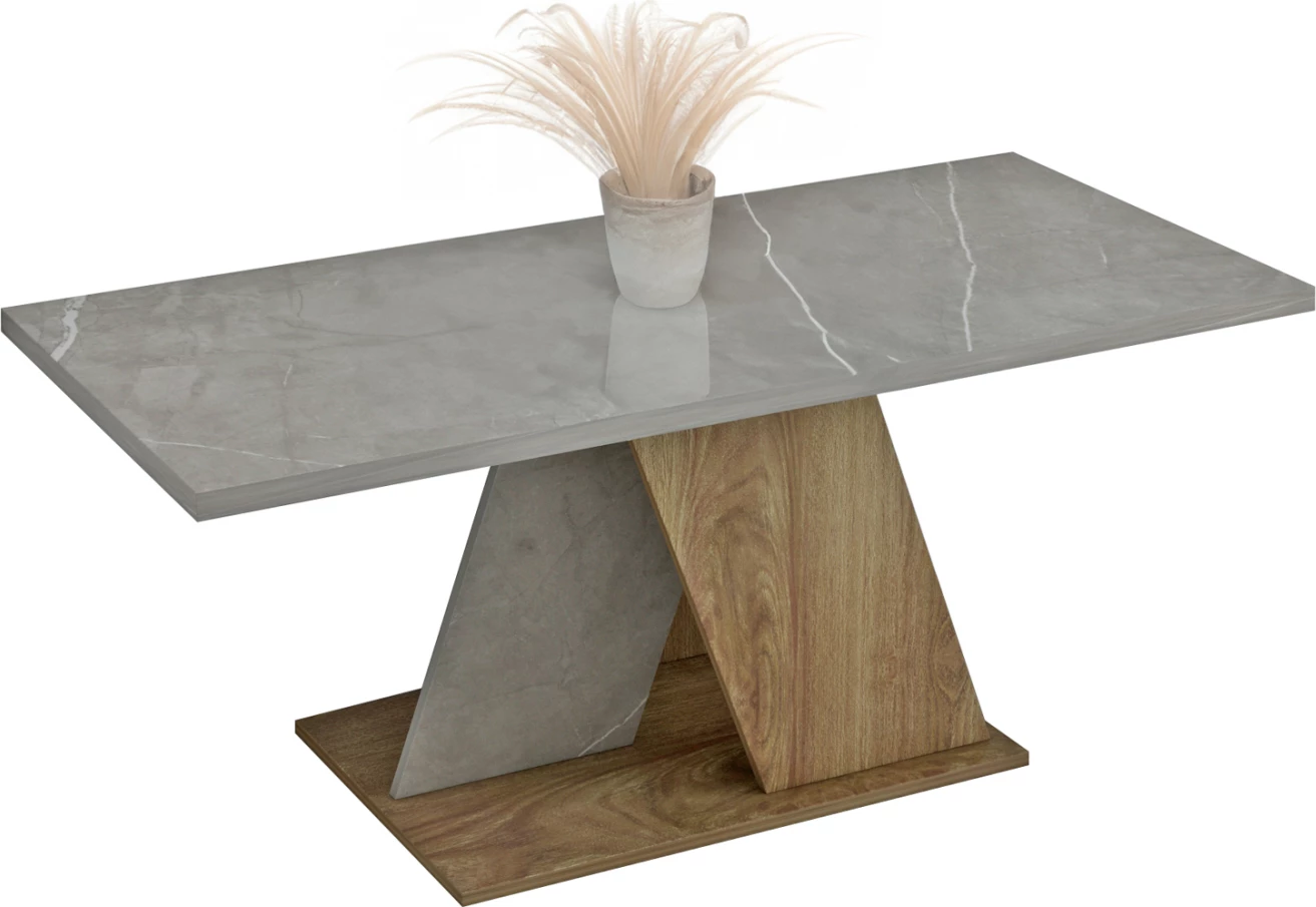 Tavolinë kafeje DILE, melaminë, teksturë guri, gri-natyrale, 110x55x47H cm