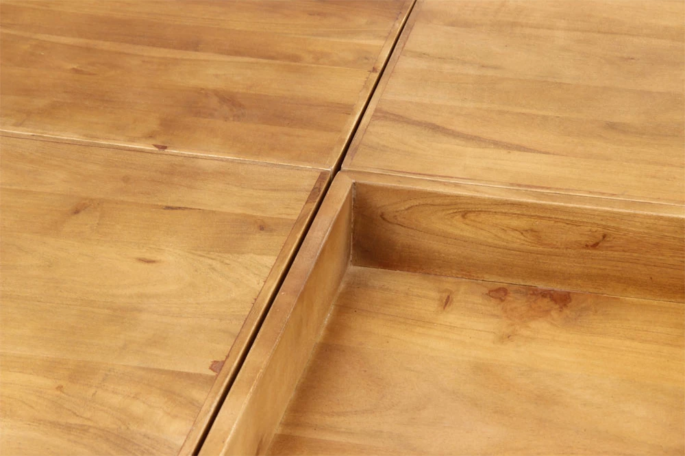 Tavolinë kafeje Combo, dru akacie ngjyrë arre, këmbë metalike të zeza, 84x80x42cm