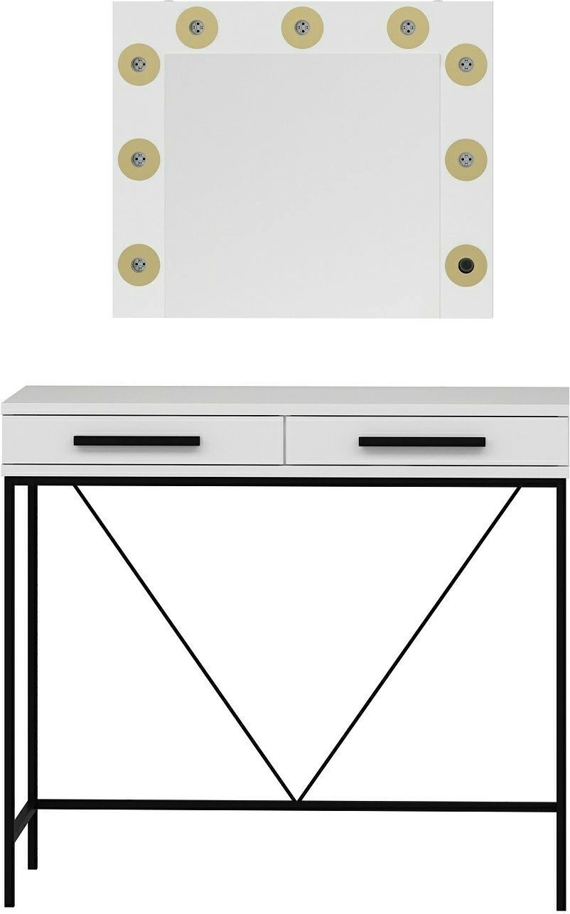 Tavolinë grimi Skye Decor, pasqyrë Sane Mirror3, e bardhë