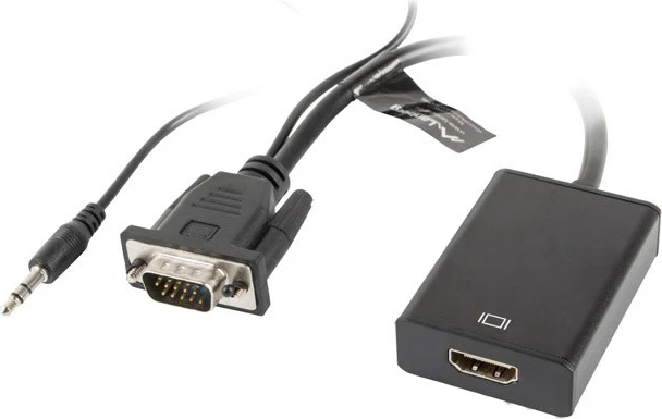 Kabllo Lanberg AD-0021-BK, HDMI - type A, VGA, 0.2m, e zezë