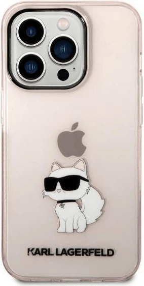 Mbështjellës KARL LAGERFELD KLHCP14XHNCHTCP për iPhone 14 Pro Max, IML NFT Choupette Logo, transparent pink