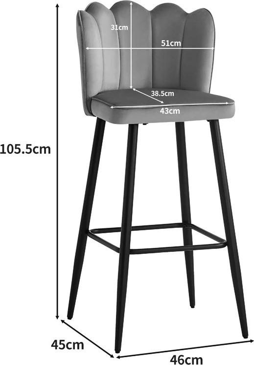 Karrige për bar Velvi, ngjyrë mollë e kalbur, 43x62x95cm