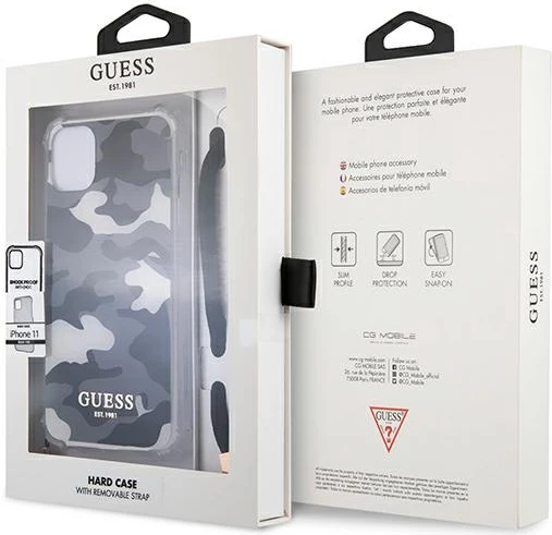 Mbështjellës Guess GUHCN61KSARBK për iPhone 11/XR, Camo Collection, i zi