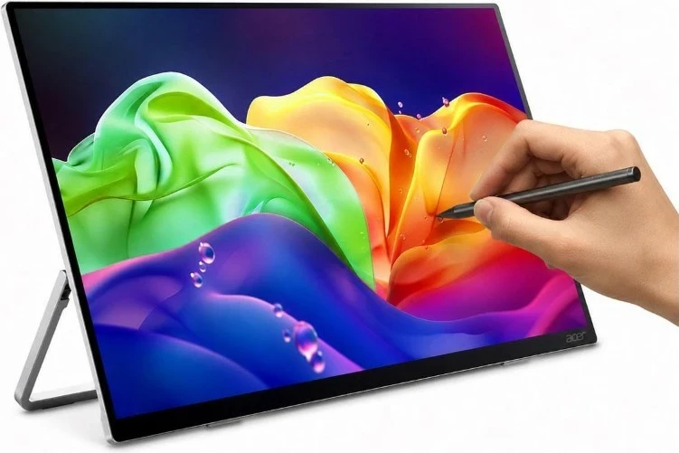 Monitor portativ Acer PE160WUTSMIUUX, 16", 2880x1800, Touch, 120Hz, HDR10, USB-C/HDMI 2.1, argjendtë