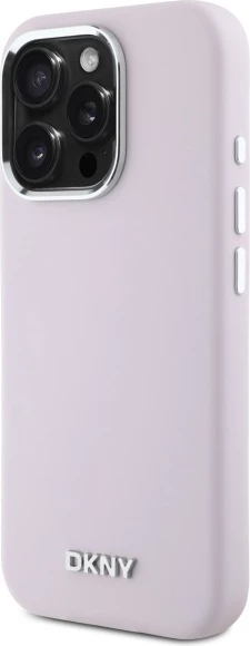 Mbështjellës DKNY Liquid Silicone Small Metal Logo MagSafe për iPhone 16 Pro Max, Rozë