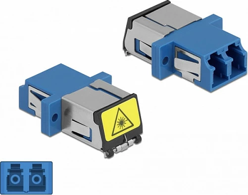 Kapler fibër optike DeLOCK LC Duplex femër-në-femër, single-mode, me mbrojtje laser, blu