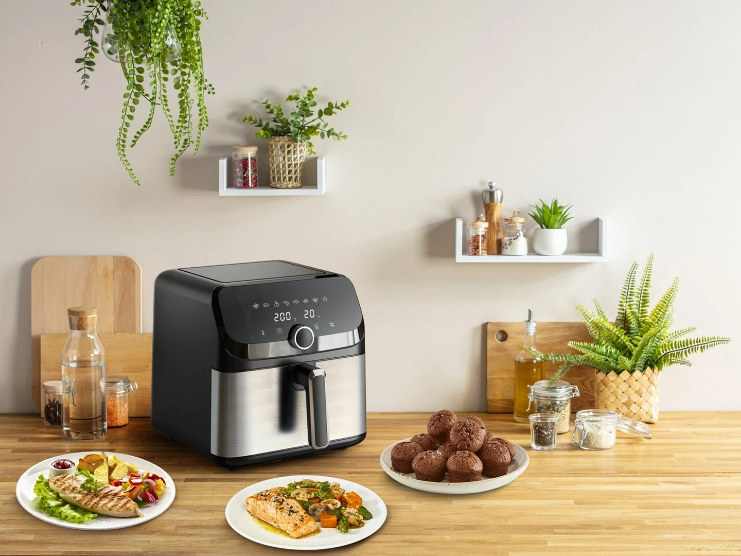 Fritezë me ajër të nxehtë Tefal Easy Fry Mega EY855D10, 7.5 L, E zezë, Inox