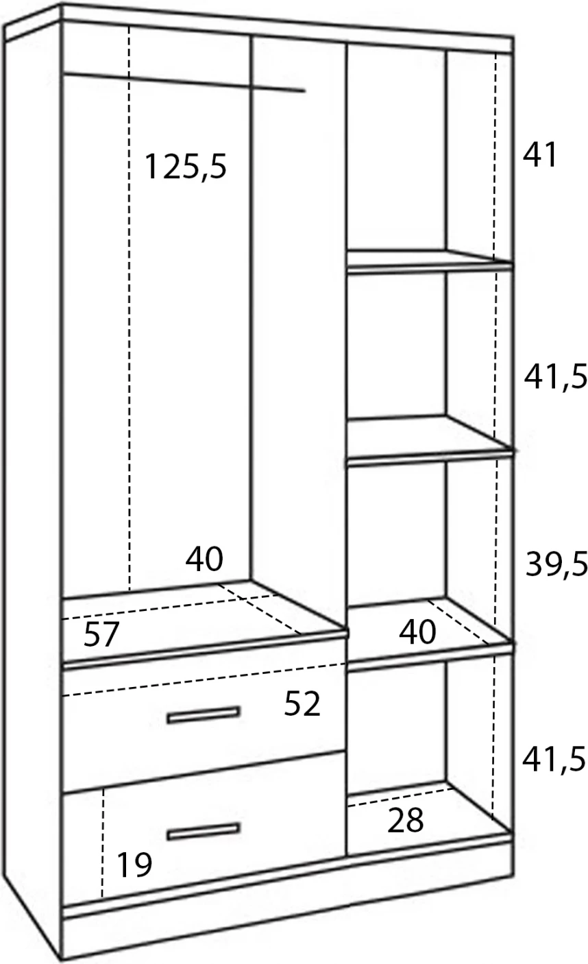 Dollap 3 dyer me 2 sirtarë FH340.01 Zebrano 89x42,5x181