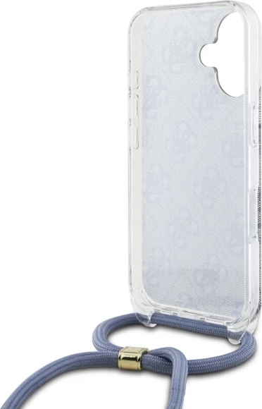 Mbështjellës Guess Crossbody Cord 4G Print për iPhone 16, Kaltër