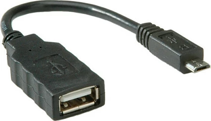 Kabllo OTG USB 2.0 ROLINE Micro-USB B në USB-A, 0.15 m, e zezë