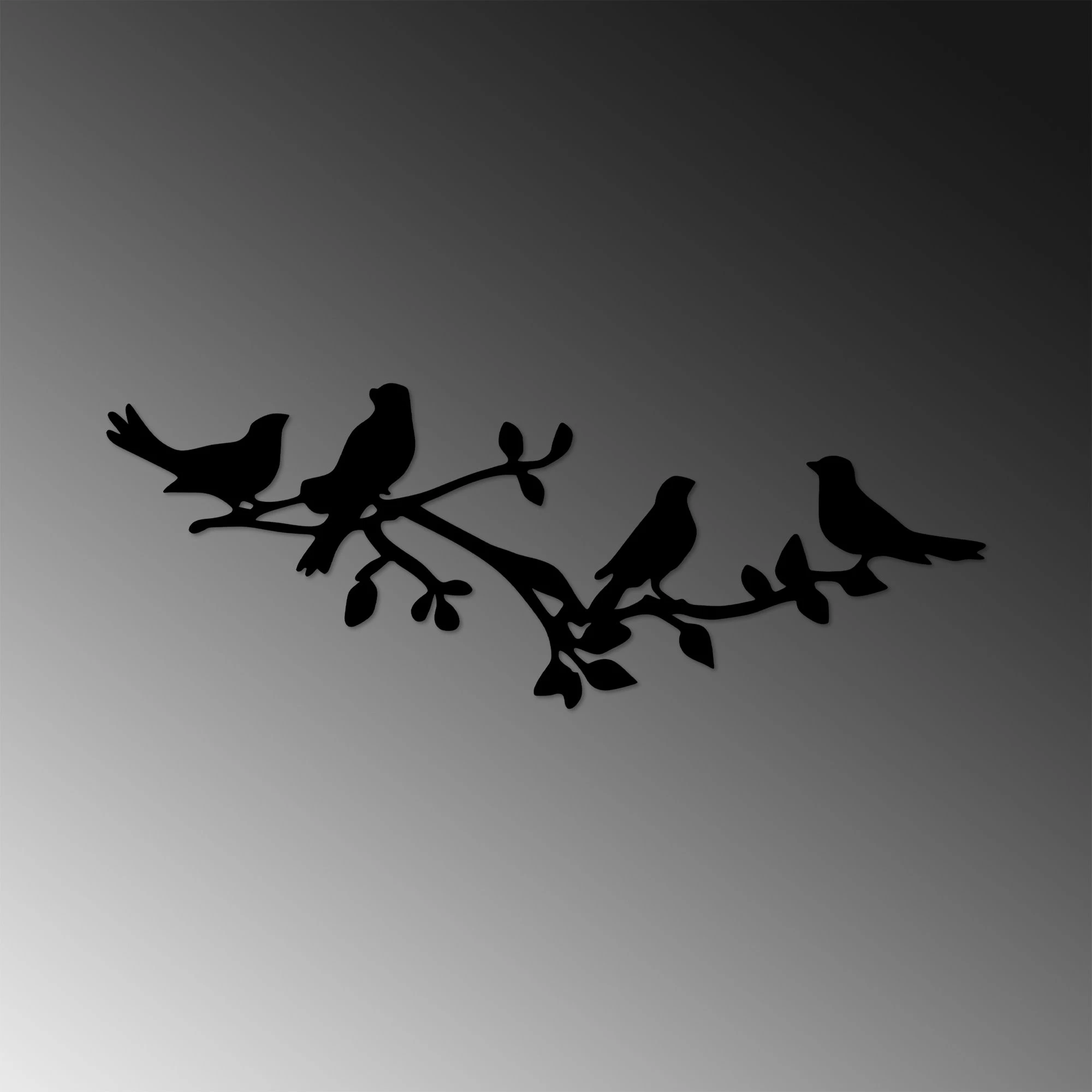 Aksesor dekorativ metalik për mur, zogj në degë