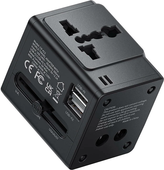 Adapter udhëtimi McDodo CP-4120, 2.1A Fast Charging, 2x USB-A, i zi