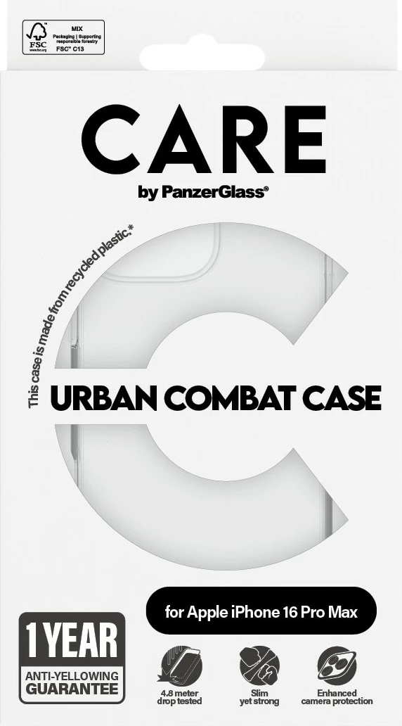 Mbështjellës PanzerGlass CARE Case Flagship Clear për iPhone 16 Pro Max transparent