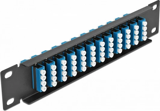 Patch panel fibër optike DeLOCK 10" 12-port LC Quad, 1U rack mount, SMF, Zi/Kaltër