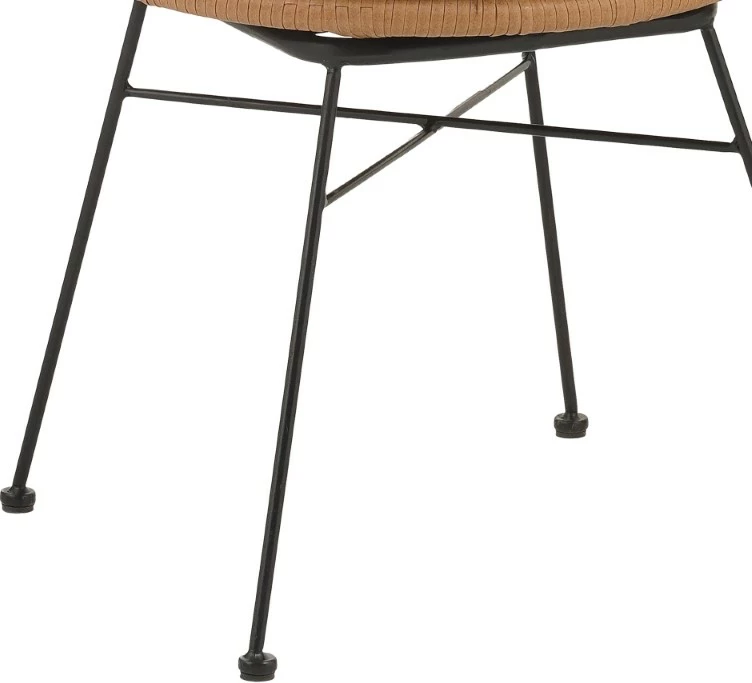 Karrige Felicia rattan natyral-këmbë metalike të zeza D60x81cm