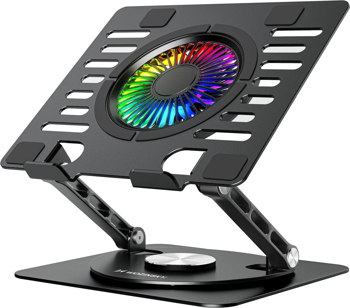 Stendë ftohëse për laptop/tablet Wozinsky CoolBase WDCX-X16-AS RGB 360°, 10\"-16\", 2x USB 2.0, e zezë