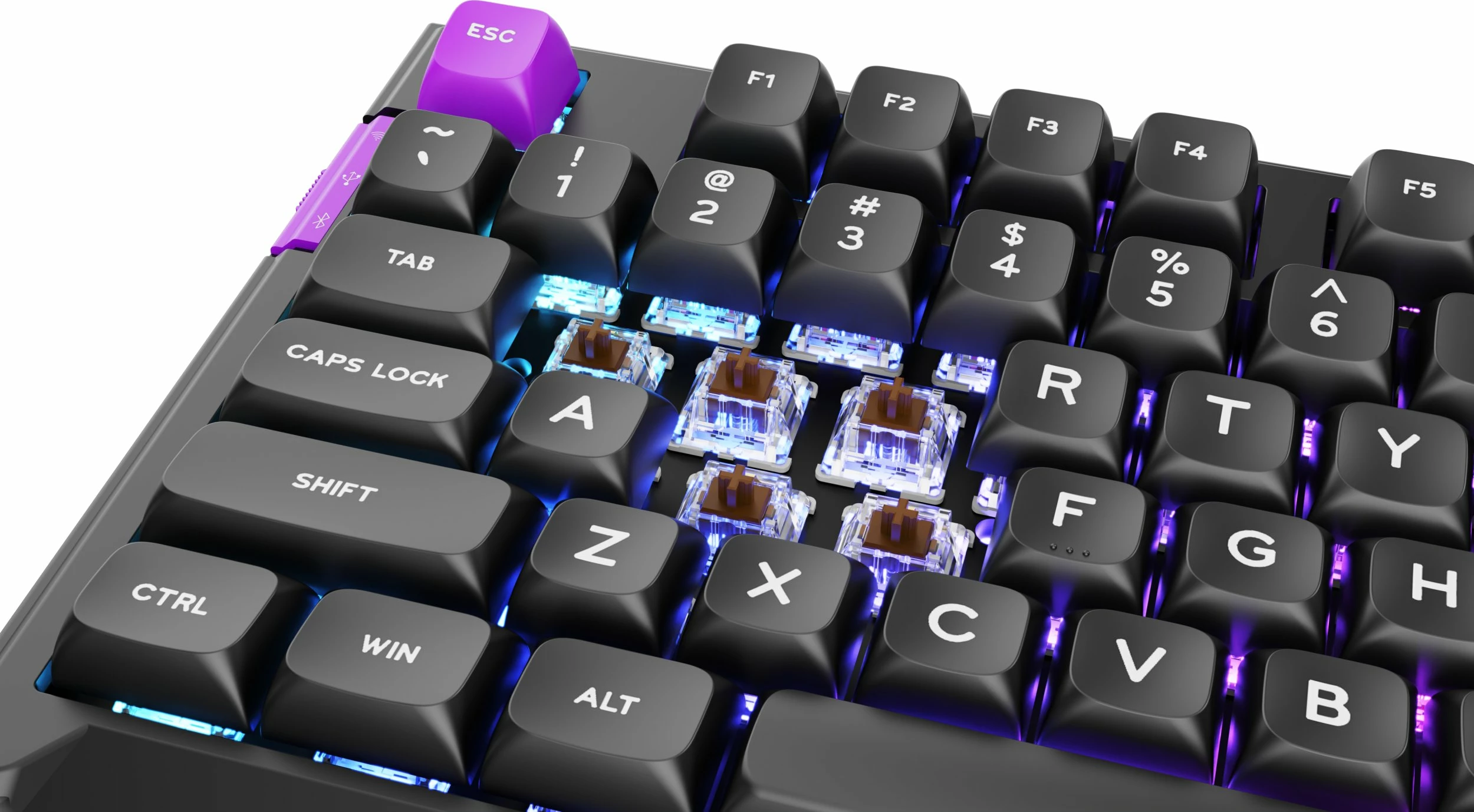 Tastierë mekanike gaming PREYON Silent Claw PSCB105B, Gateron Brown Pro, full-size 100%, RGB, tri-mode, US layout, e zezë