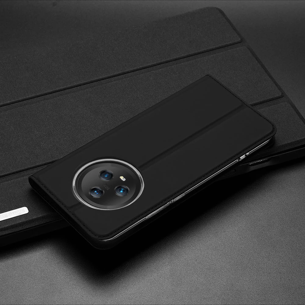 Mbështjellës Dux Ducis Skin Pro për Honor Magic5, me kapak, xhep kartele dhe funksion standi, i zi