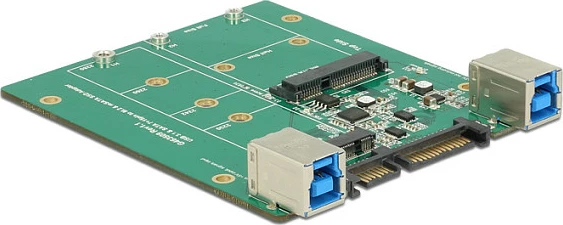 Konvertues SSD DeLOCK 62732, SATA në M.2/mSATA, USB 3.2 Gen 1, zi/jeshile