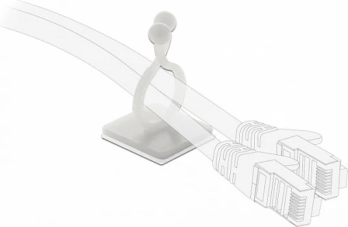 Mbajtës kabllosh DeLOCK, vetëngjitës, max 1.38 cm, set 10 copë, transparent