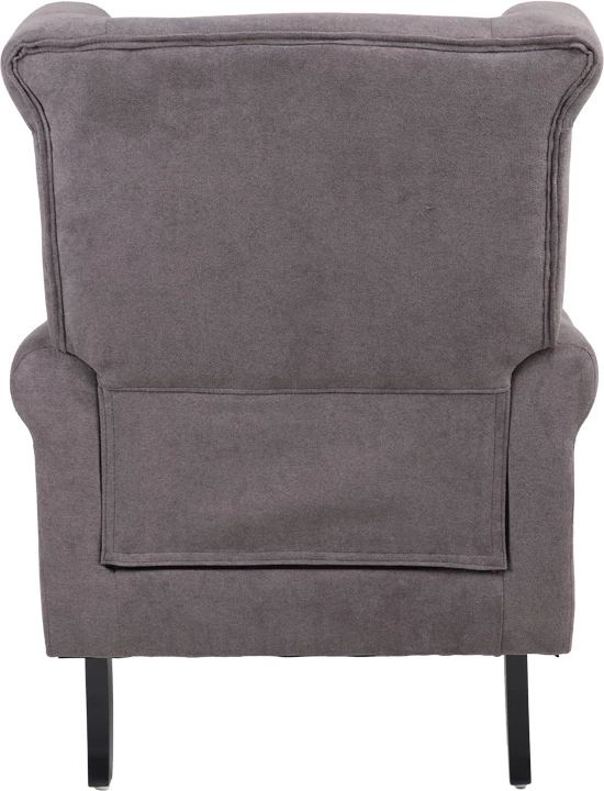 Fotel Piore, material gri i errët, këmbë druri të zezë, 77x80x106cm