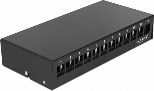 Patch panel Keystone DeLOCK 12 porta, metal, 232 x 112.5 x 45.5 mm, i zi