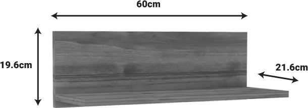 Raft muri melamine, ngjyrë e bardhë, 60x21.6x19.6cm