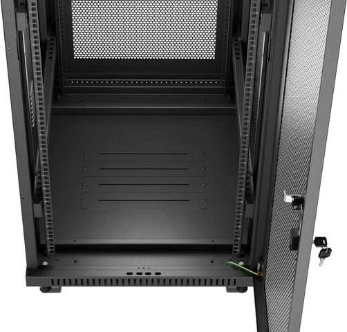 Kabinet rack LANBERG 19" 32U 600x800mm, qëndror (standing), derë e perforuar, i zi