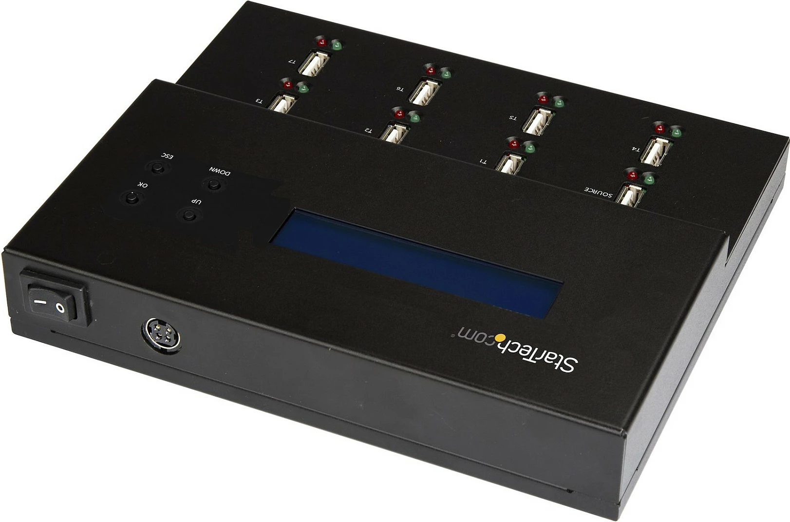 Dublikator dhe fshirës USB StarTech 1-në-7, USB 2.0, LCD, deri 2TB, i zi