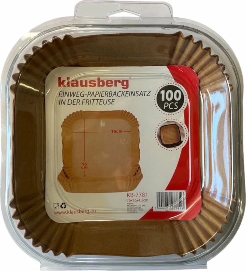 Insert letre pergamene për air fryer Klausberg KB-7781 16x16cm 100 copë
