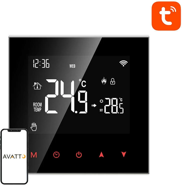 Termostat i mençur, Avatto ZWT100, ZigBee 3.0 3A, ekran LCD, kontroll me Tuya/Smart Life Alexa Google, për ngrohës uji