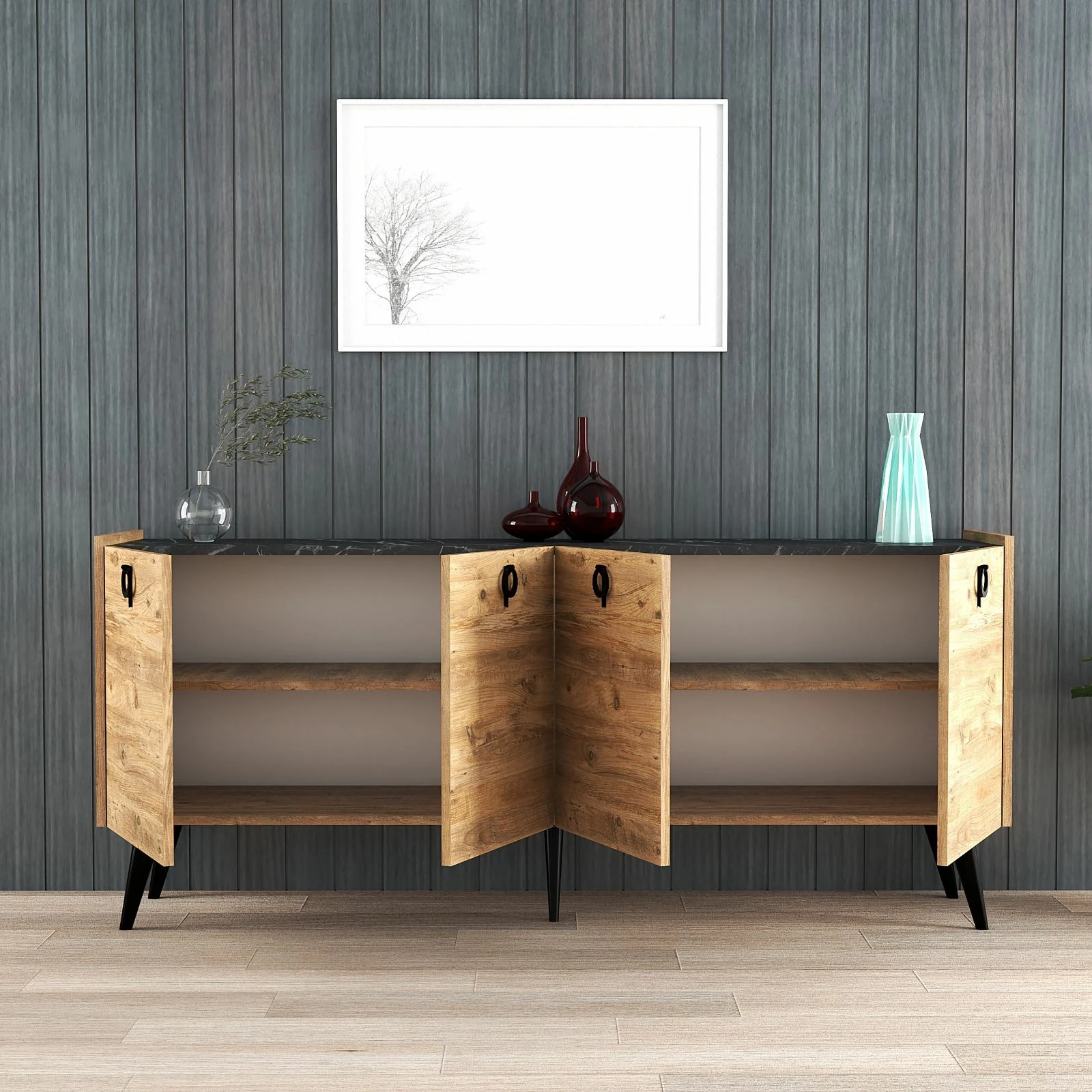 Konsol Skye Decor, ngjyrë Atlantic Pine, 180x79x40cm