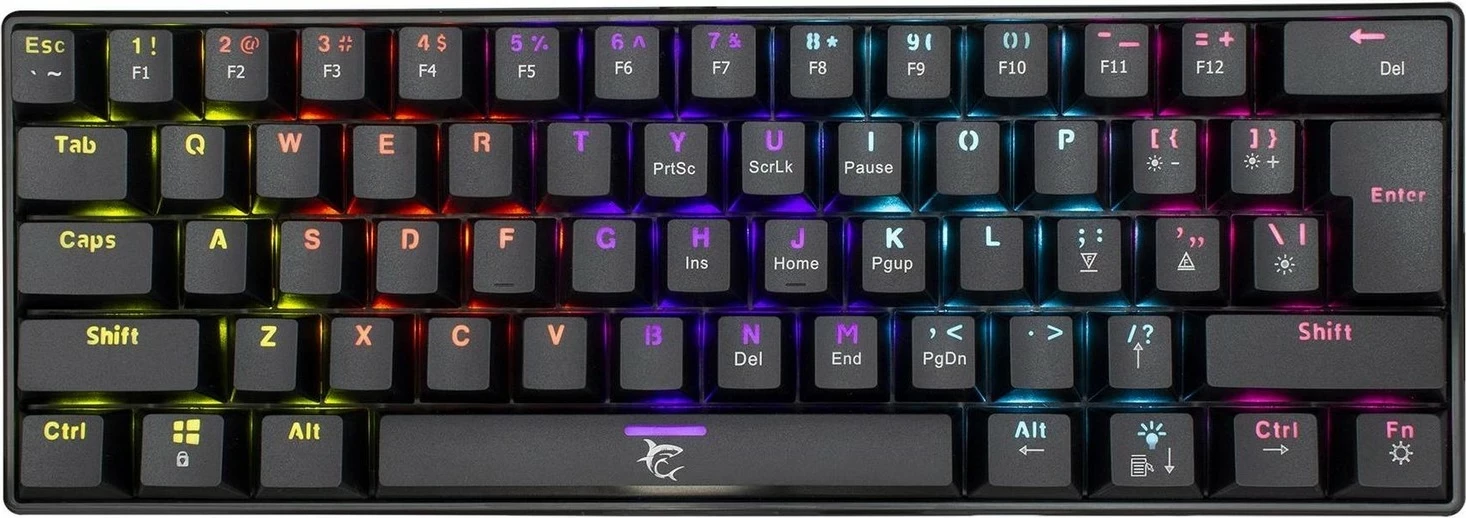 Tastierë mekanike White Shark Black Shark Shinobi, 60%, Outemu Brown, RGB, e zezë