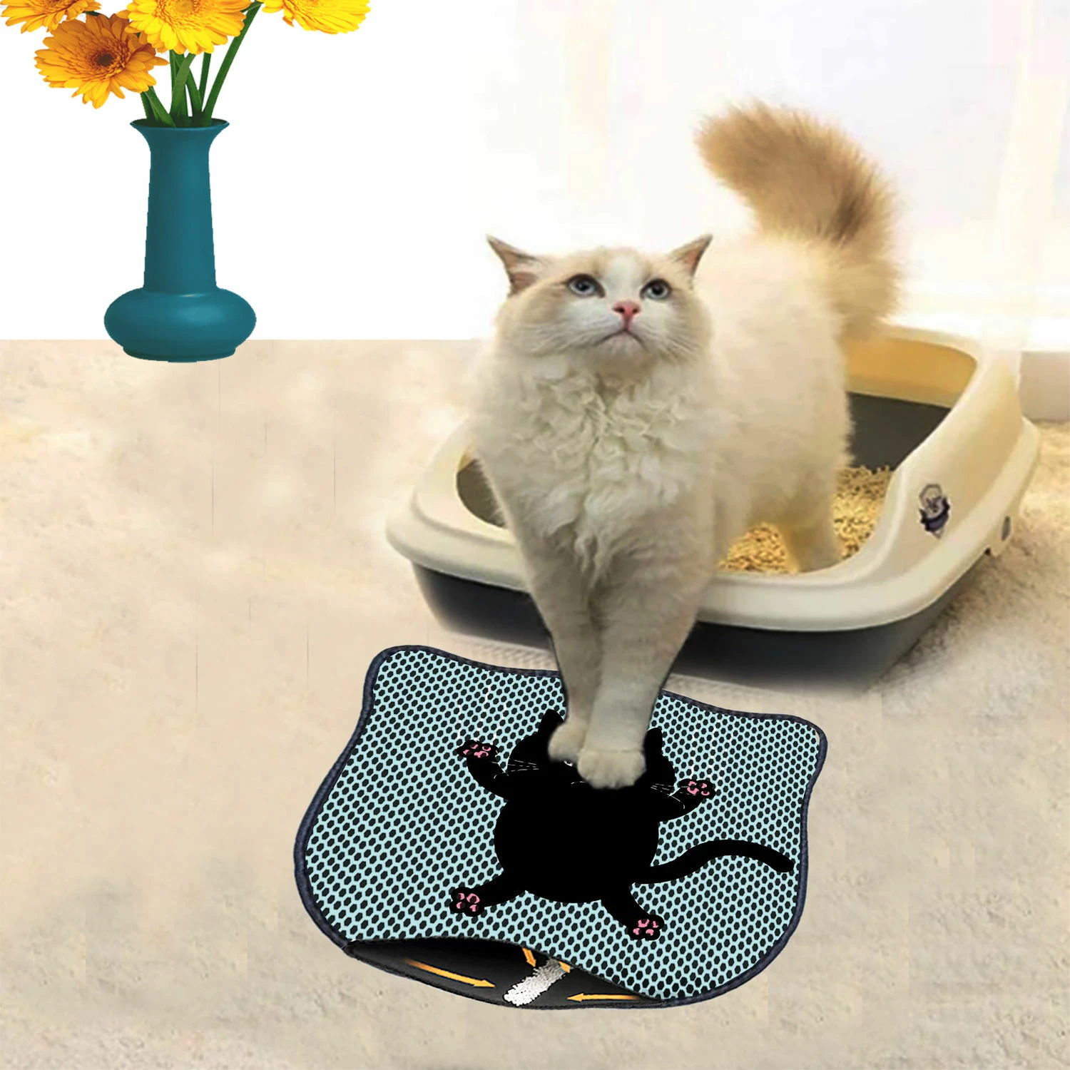 Tapet për rërë mace, shumëngjyrësh, Paws & Whiskers, Kdkafa0158, 40x50cm