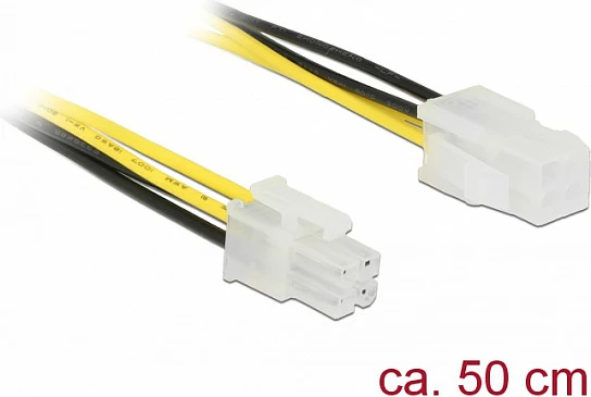 Kablë zgjatës DeLOCK 85458, P4 4-pin (Mashkull në Femër), 0.5 m, e zezë/bardhë/verdhë