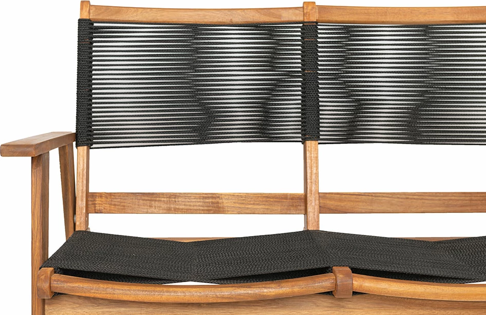 Divan dyvendësh Cavo, litar i zi, dru akacie, 120x72x85