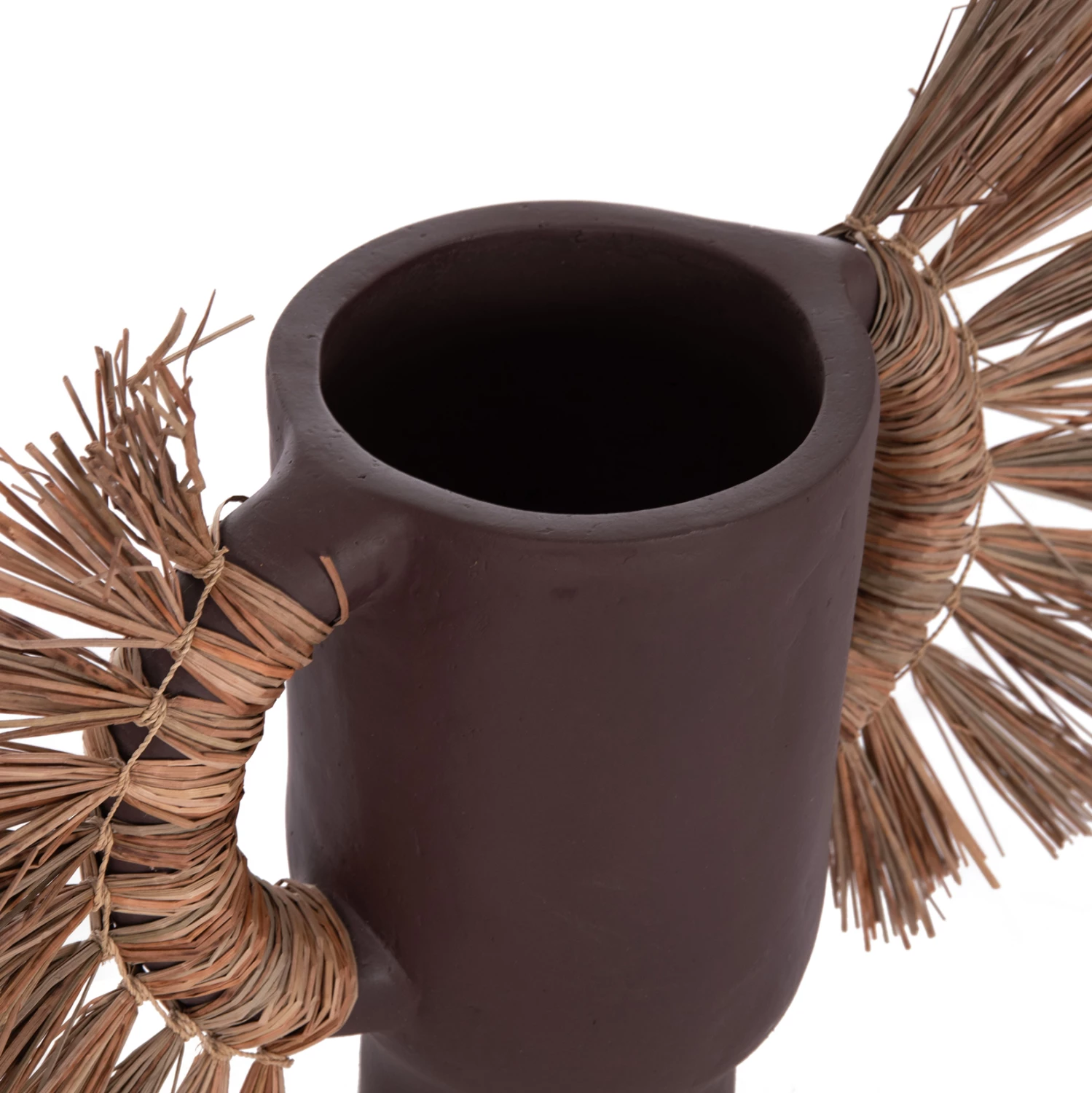 Vazo dekorative tavoline ALICA, terrakotë, ngjyrë çokollate, me bar të thatë, 55x19x34cm