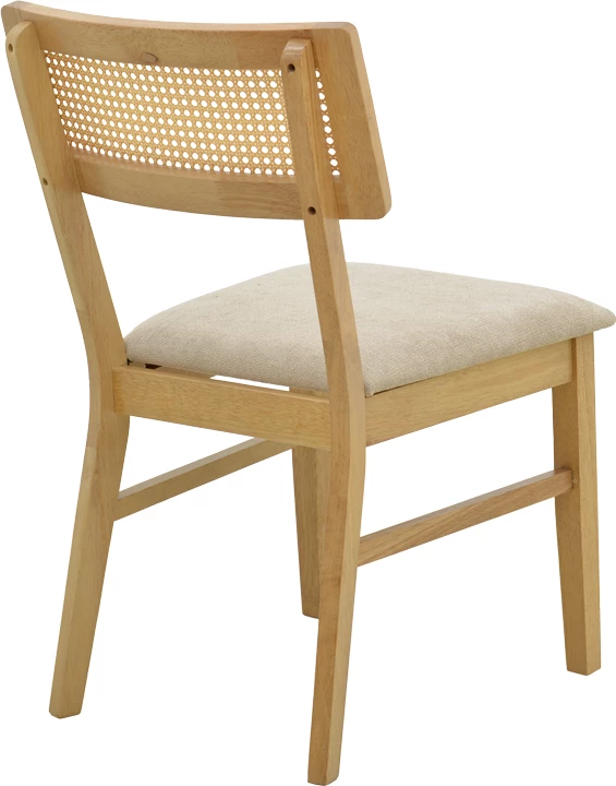 Set karrigash Raffles, dru natyral, ratan, stof gri-bezhë, 47x48x83.5cm, 2 copë