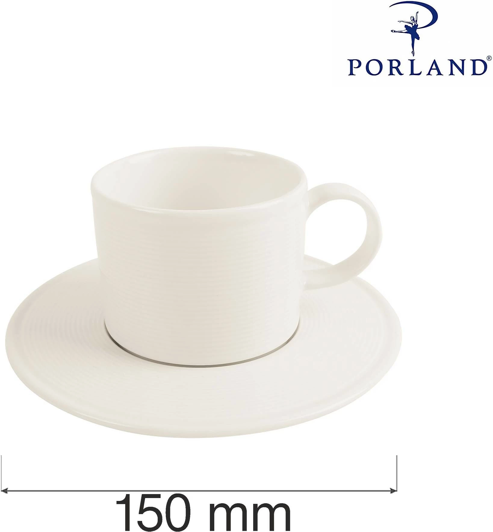 Pjatëz filxhani Porland Line 150 mm, krem, set 6 copë