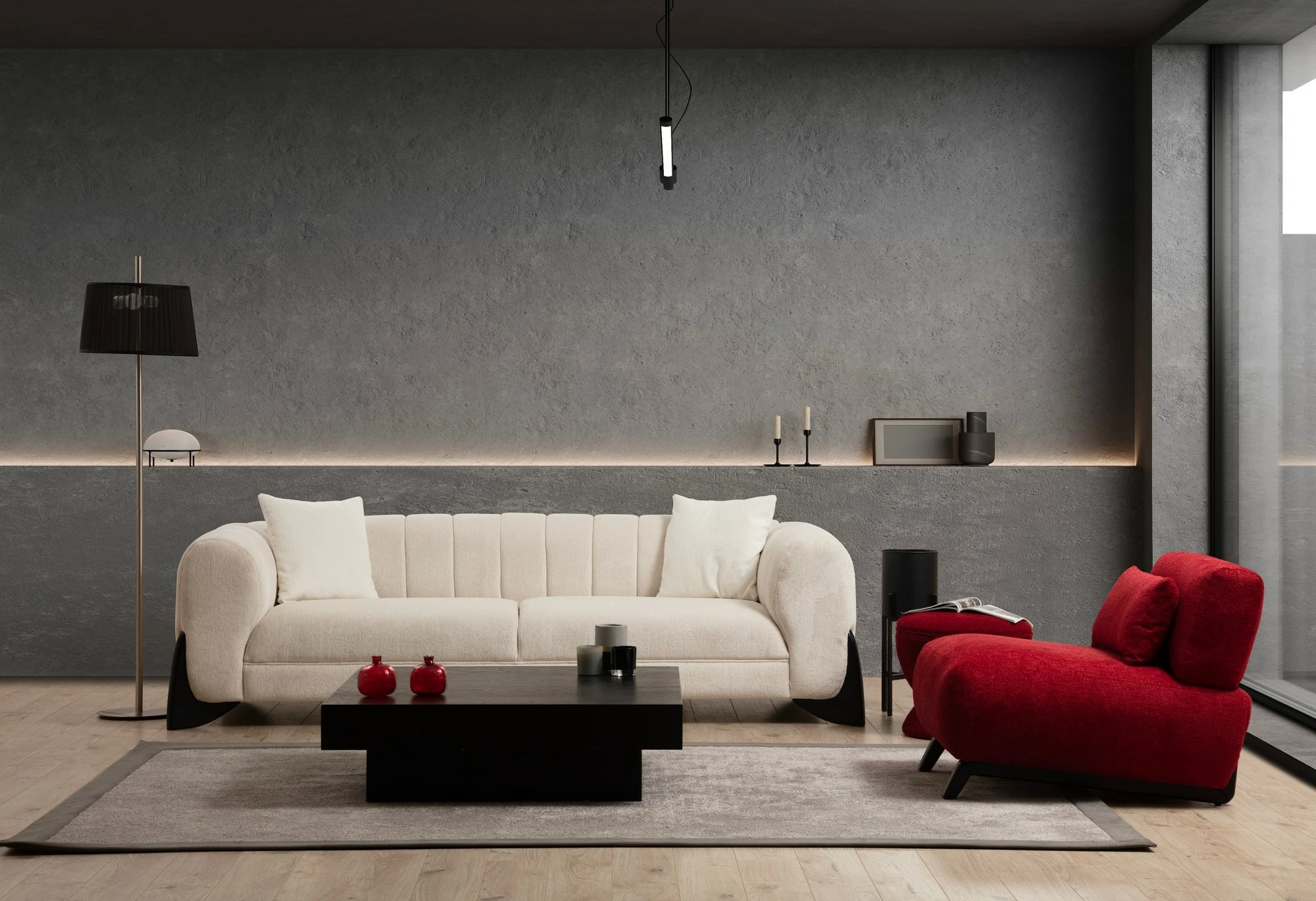 Divan treshe Sandreo, ngjyrë e bardhë, Atelier del Sofa