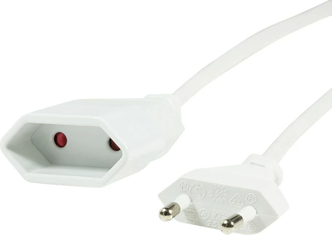 Kabllo rryme LogiLink Euro CEE 7/16 në konektor 2-pin, 2m, e bardhë