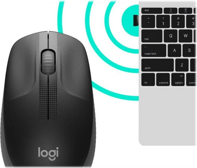 Maus wireless Logitech M190 (910-005905), me receiver USB, e zezë