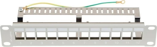Patch panel LANBERG 12 porta 1U 10" FTP, ngjyrë gri