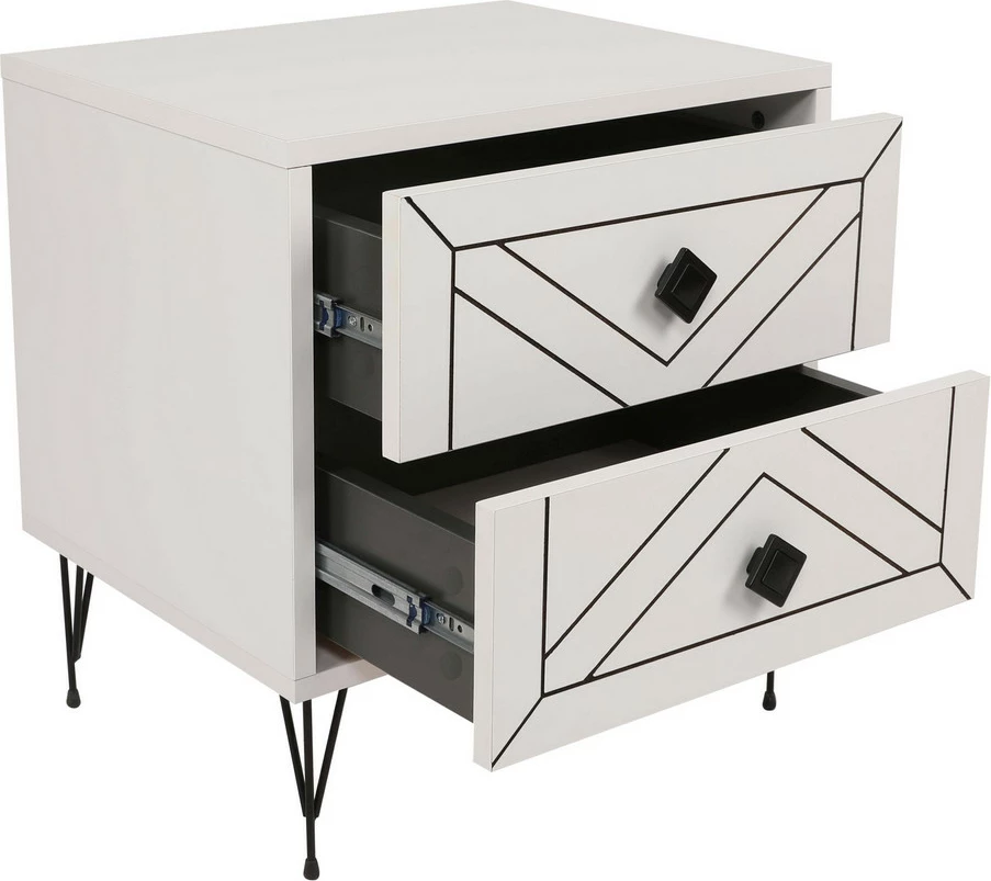 Komodinë anës krevati Hanah Home, Luna, e bardhë