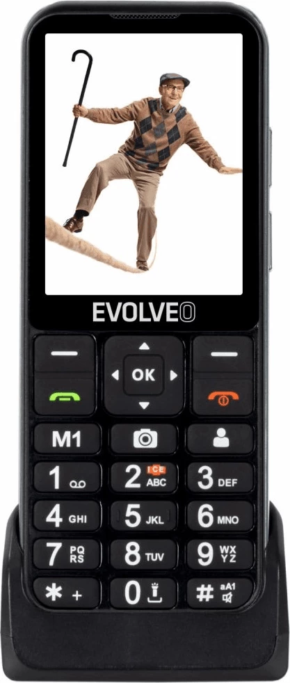 Telefon me butona EVOLVEO EasyPhone LT 4G 2.8\" Dual Nano SIM SOS GPS/Wi‑Fi, 128MB, 1200mAh, me dock karikimi, i zi