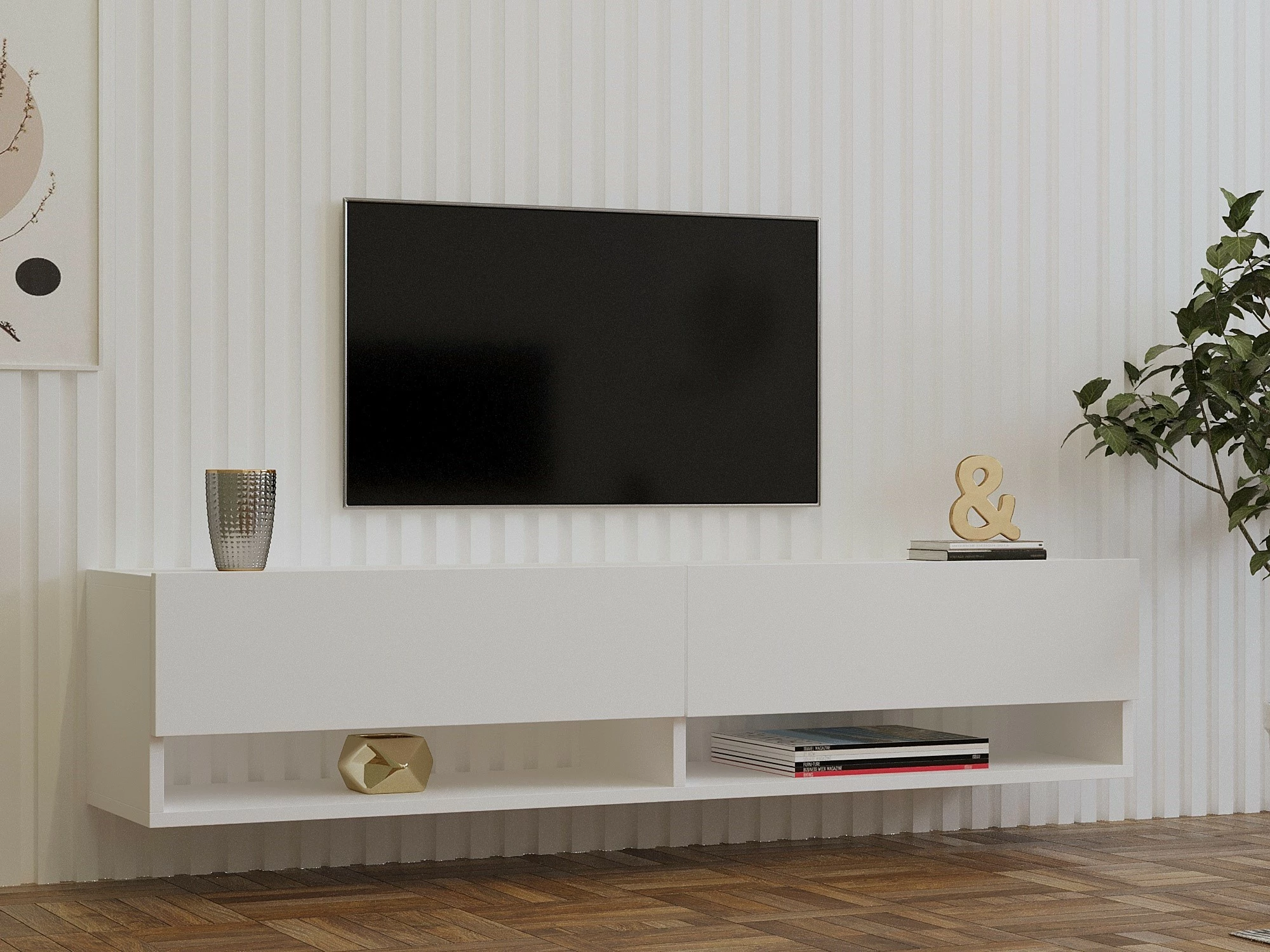 Komodë TV Hanah Home, Arges, e bardhë