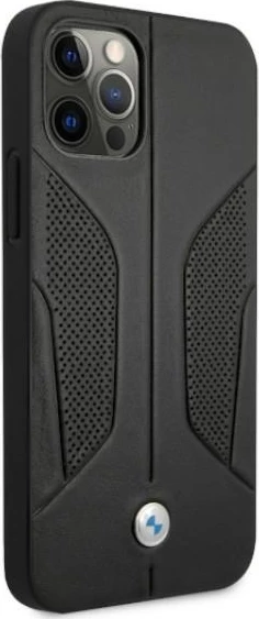 Mbështjellës BMW BMHCP12LRSCSK për iPhone 12 Pro Max, lëkurë, i zi